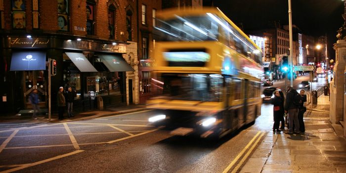 Dublin bus at night