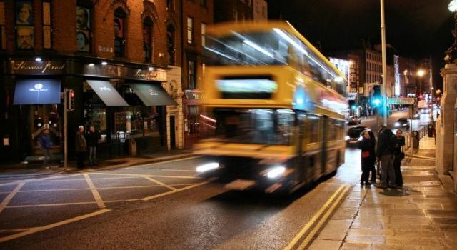 Dublin bus at night