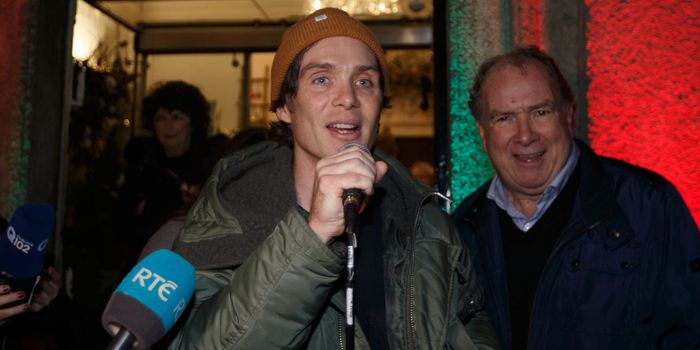 Cillian Murphy speaking at the launch