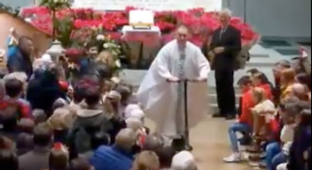 Dublin priest leaves mass on electric scooter