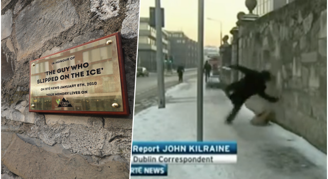 Plaque for guy who slipped on the ice