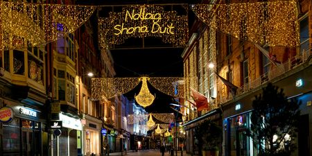 The iconic Nollaig Shona Duit sign is officially back in its rightful place