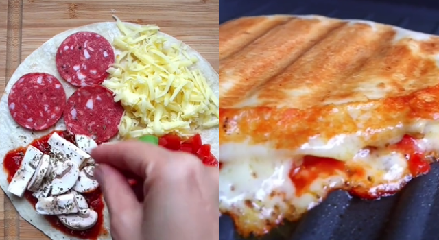 This simple home-made pizza wrap will make you excited for lunchtime