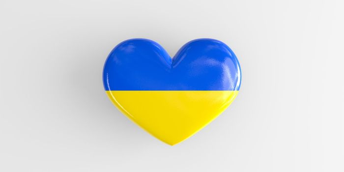 heart painted in the blue and yellow colours of Ukraine
