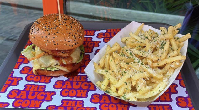 the saucy cow burger and fries to open on crane lane