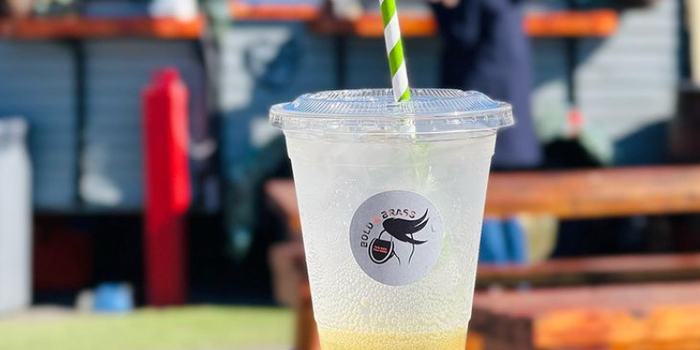 iced lemonade from bold and brass with horsebox cafe in the background