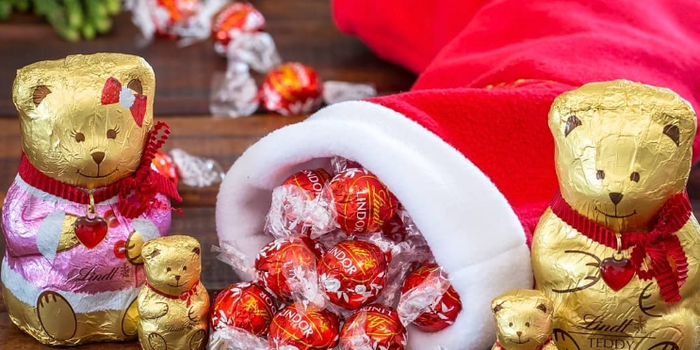 an assortment of christmas chocolate from lindt