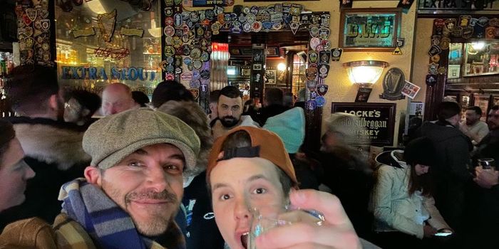 david beckham and son cruz in a dublin pub